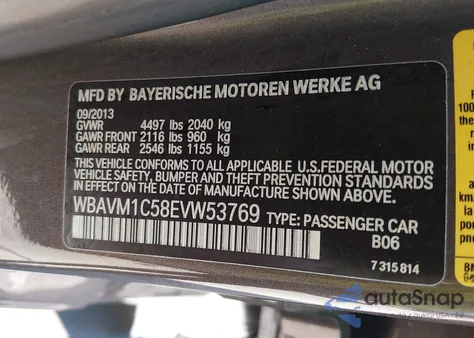 2014 BMW X1 Sdrive28I z USA, uszkodzony, nr VIN WBAVM1C58EVW53769